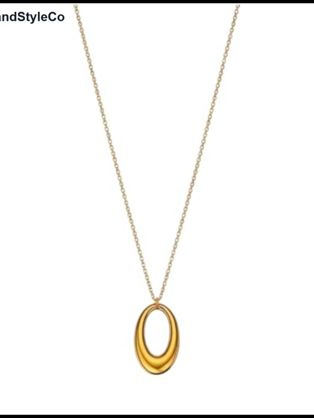Chunky Oval Hollow Pendant Necklace Long Adjustable Statement Necklace
